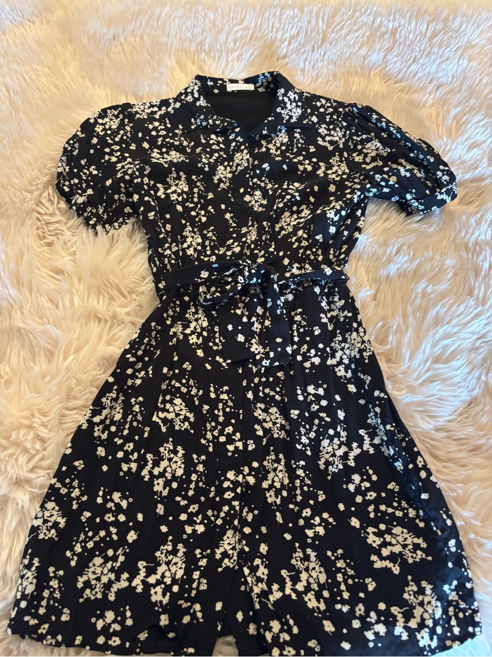 Kookai Black and White Floral Mini Dress